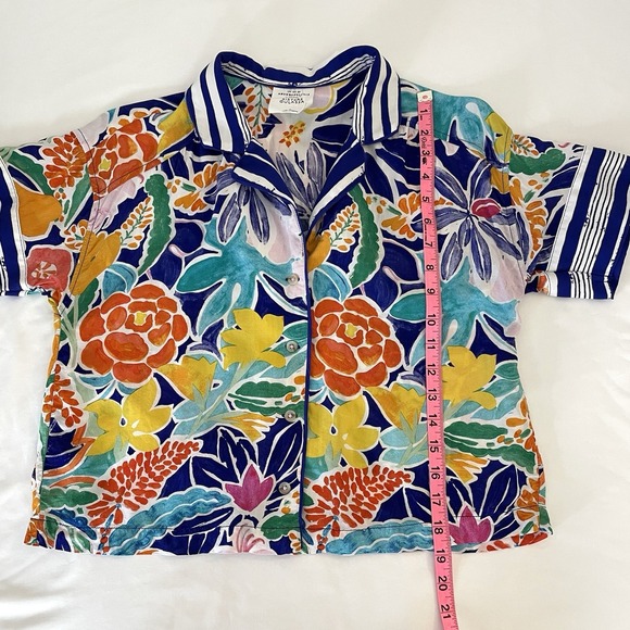 Anthropologie Sister Gulassa Whimsy Pajama Top Womens Medium Floral Boho Cropped - Picture 6 of 9